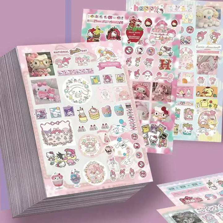 [BUNJANG] Sanrio Mixed Sticker Set / 8장 산리오 혼합 씰스티커 세트 헬로키티 쿠로미 시나모롤 다꾸