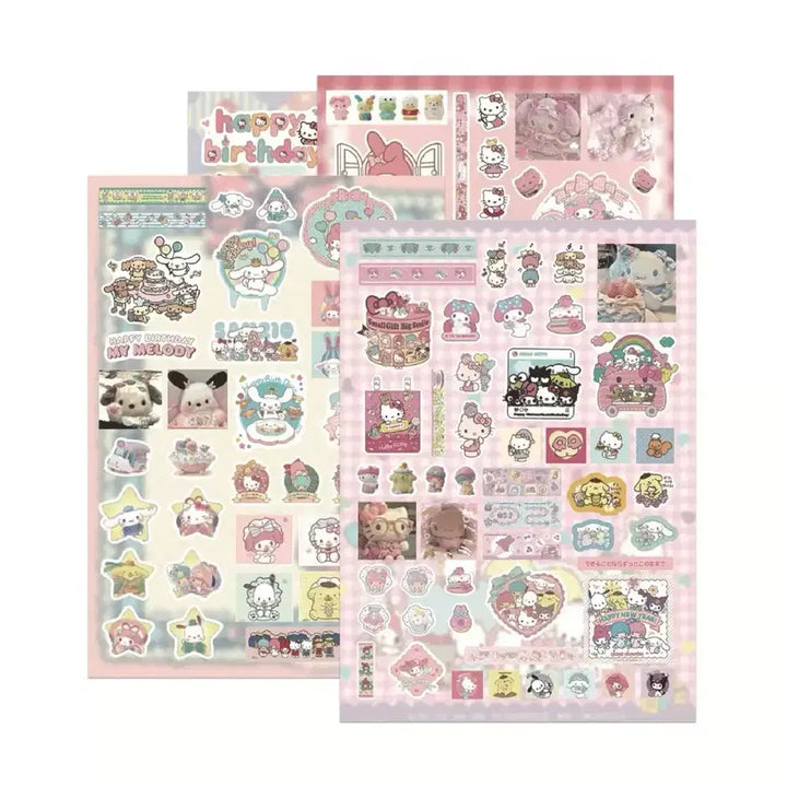 [BUNJANG] Sanrio Mixed Sticker Set / 8장 산리오 혼합 씰스티커 세트 헬로키티 쿠로미 시나모롤 다꾸