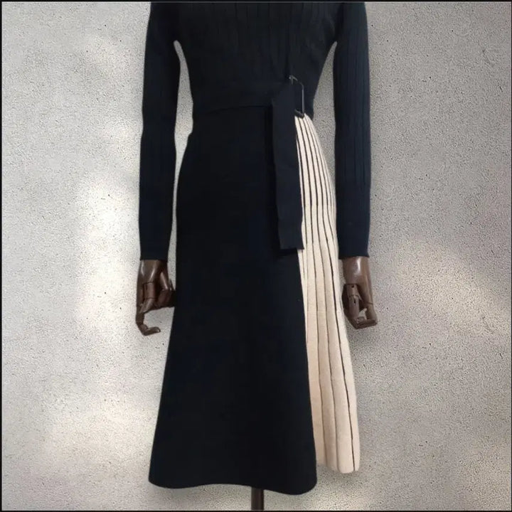 [BUNJANG] Two-Tone Color-Block Knit Dress / 투톤 배색 니트 원피스