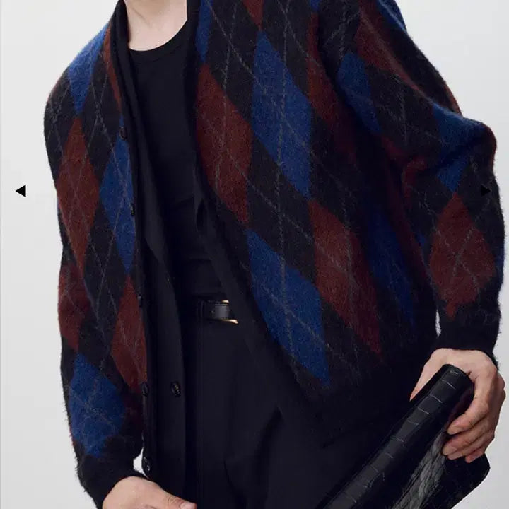 [BUNJANG] TONYWACK Argyle Mohair Cardigan Black L / 토니웩 tonywack 아가일 모헤어 가디건 블랙 L
