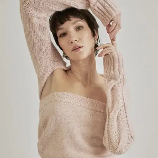 [BUNJANG] threetimes Pink Bolero Knit / threetimes 쓰리타임즈 캔디 핑크 볼레로 니트