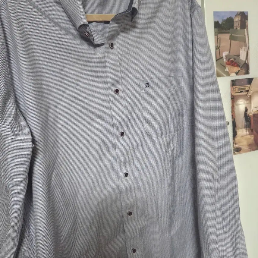 [BUNJANG] S.T. Dupont Men's Long Sleeve Shirt Fine Check Pattern / 에스티듀퐁 남성 긴팔 셔츠 잔체크 패턴