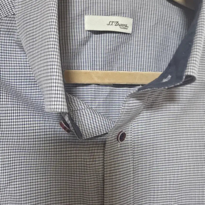 [BUNJANG] S.T. Dupont Men's Long Sleeve Shirt Fine Check Pattern / 에스티듀퐁 남성 긴팔 셔츠 잔체크 패턴