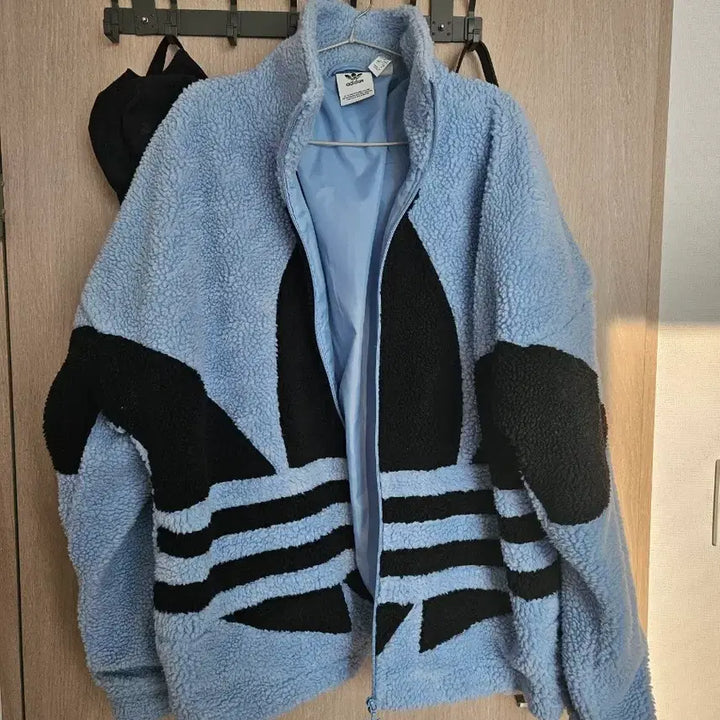 [BUNJANG] Adidas Big Trefoil Sherpa Jacket Blue L / 아디다스 빅 트레포일 쉐르파 자켓 블루 L