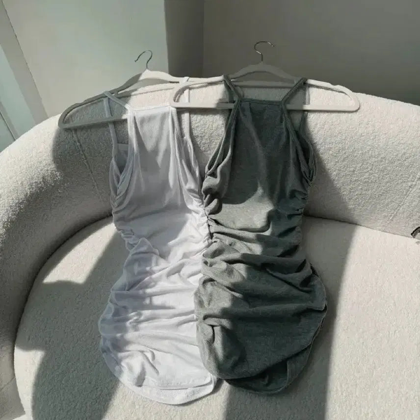 [BUNJANG] Halter Neck Mini Dress / 홀터넥 나시 미니원피스 쫀쫀 셔링 슬림핏