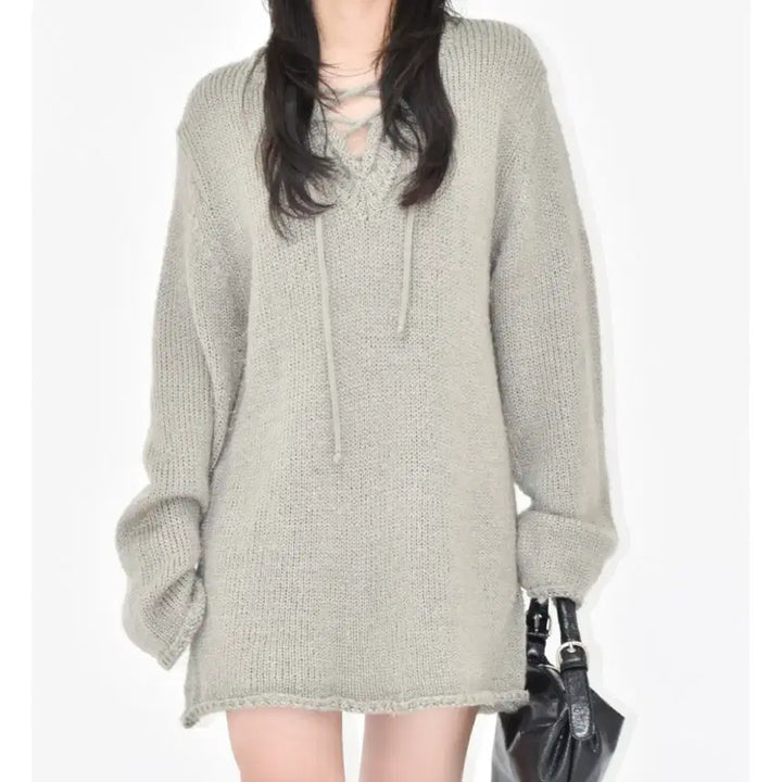 [BUNJANG] Modniche V-Neck Layered Vintage Dress / 새상품) 모드니치 스트링 브이넥 니트 레이어드 빈티지 원피스