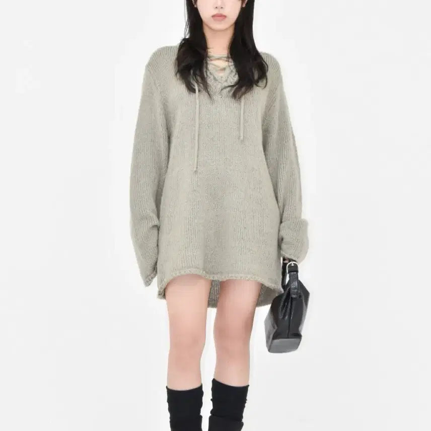 [BUNJANG] Modniche V-Neck Layered Vintage Dress / 새상품) 모드니치 스트링 브이넥 니트 레이어드 빈티지 원피스