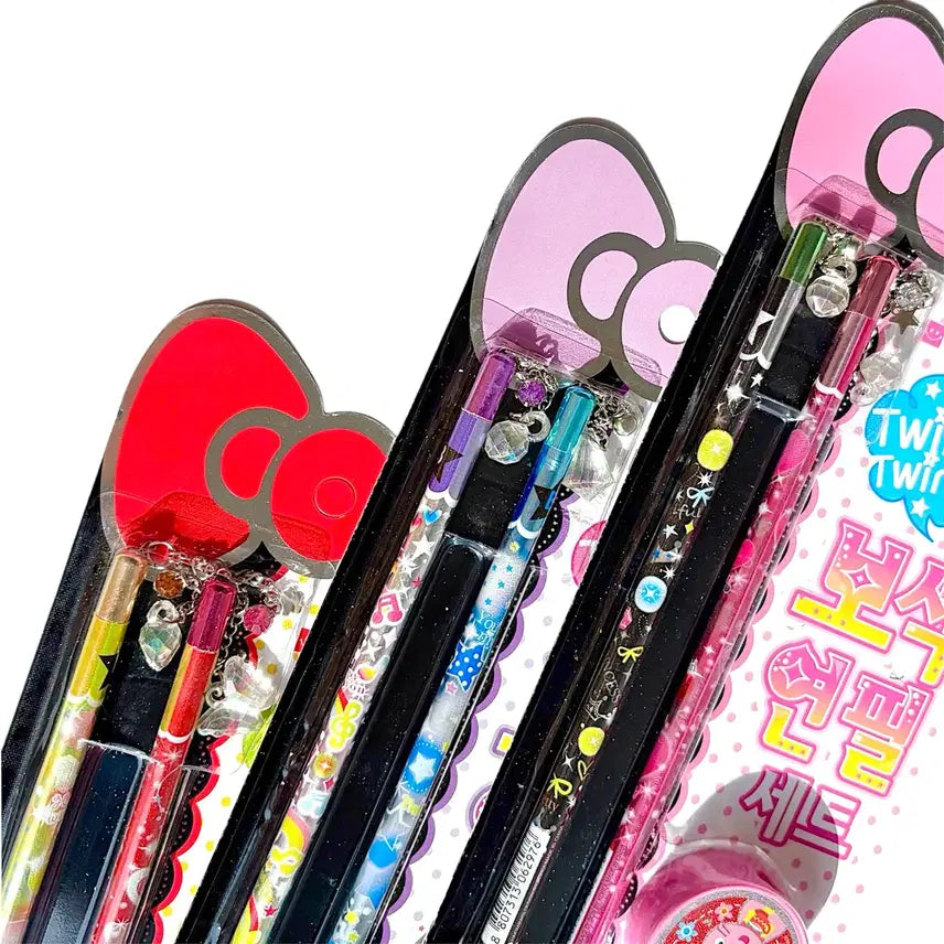 [BUNJANG] Retro Kitsch Gem Keyring Pencil & Sharpener Set / [고전문구] 레트로 키치 보석 키링 연필 & 연필깎이 세트