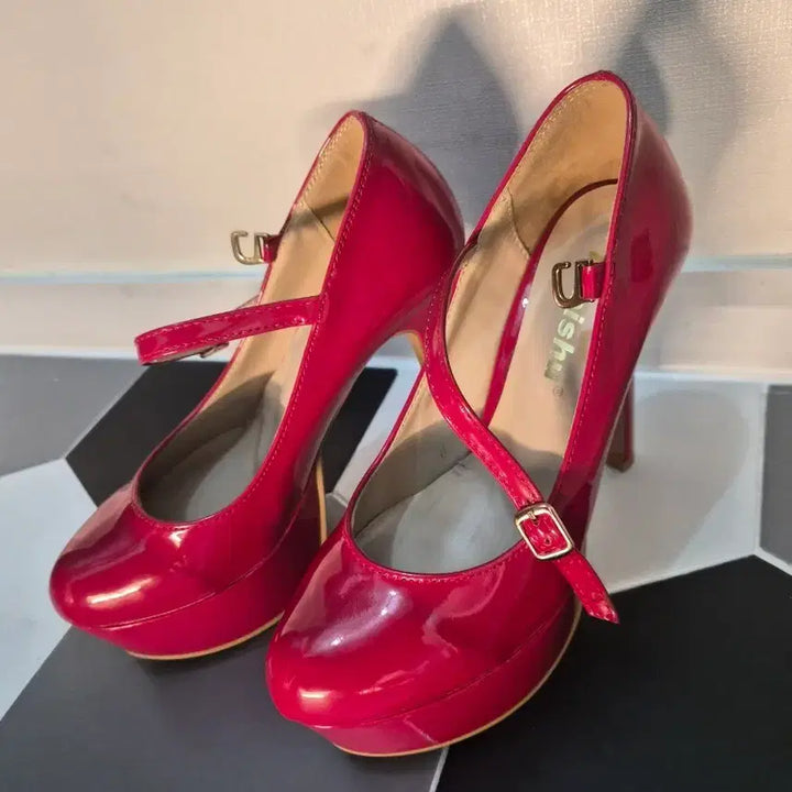 [BUNJANG] nabishu Red Enamel Mary Jane Heels / nabishu 레드색 에나멜 235(새제품)