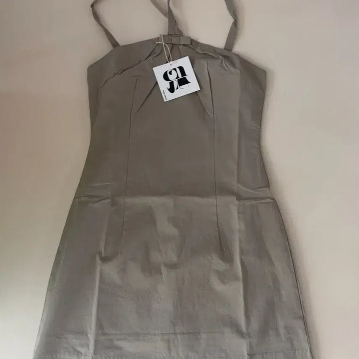 [BUNJANG] Ribbon Halterneck Mini Dress (Khaki) / const 리본 홀터넥 미니 원피스 (카키)