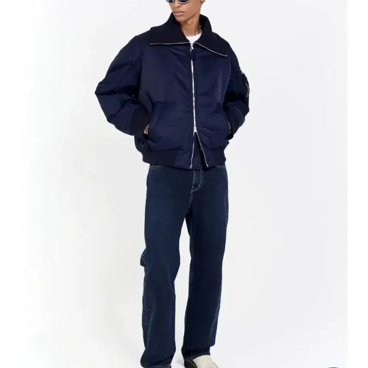 [BUNJANG] Label Archive Nylon Bomber Jacket Black (Size 2) / 라벨아카이브 나일론 봄버 점퍼 블랙(2사이즈)