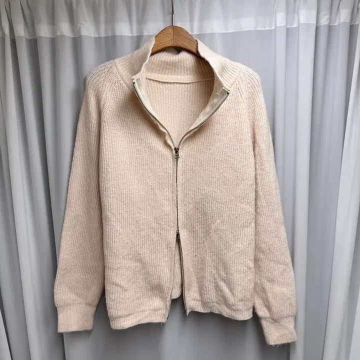 [BUNJANG] Ivory Knit Two-Way Zip Cardigan / 아이보리 니트 집업 가디건 투집업