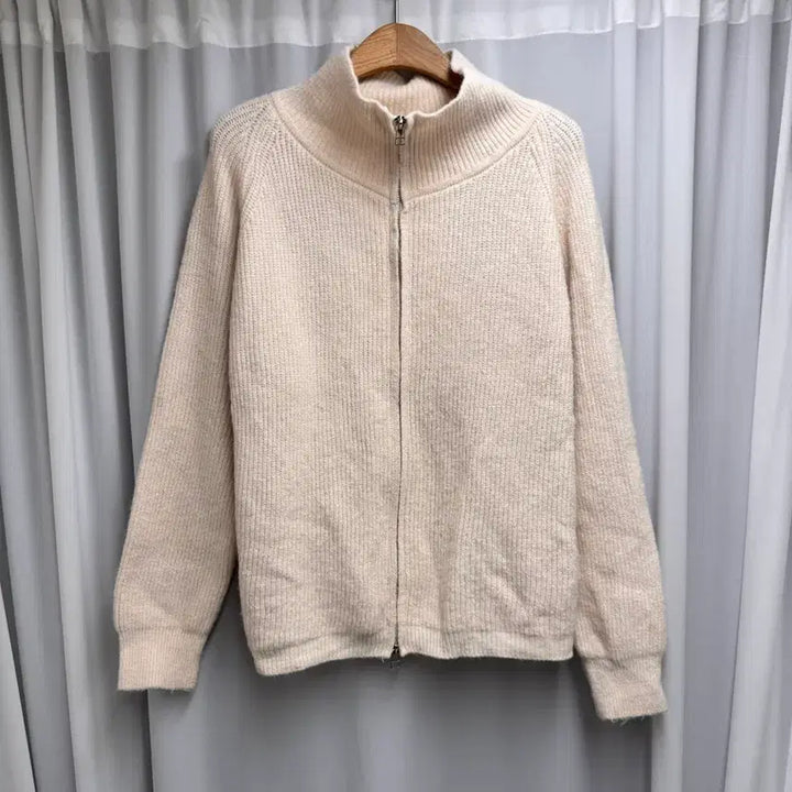 [BUNJANG] Ivory Knit Two-Way Zip Cardigan / 아이보리 니트 집업 가디건 투집업
