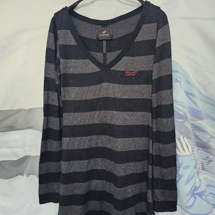 [BUNJANG] Coralroen Stripe Skull Punk Gothic Dress / coralroen 스트라이프 스컬  펑크 고딕룩 원피스