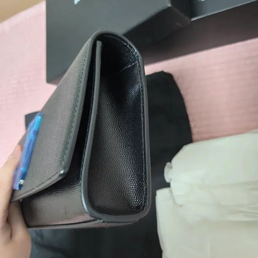 [BUNJANG] Saint Laurent Black Caviar Clutch Bag / 정품 생로랑 블랙 캐비어 은장 클러치백