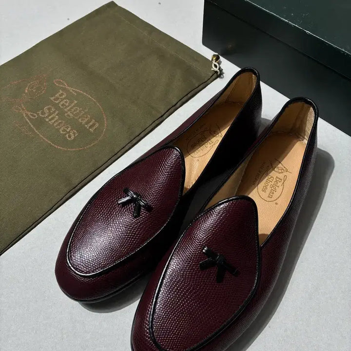 [BUNJANG] MR.CASUAL Lizard Loafer / 벨지안 슈즈 로퍼 MR.CASUAL 리자드 버건디 7.5사이즈