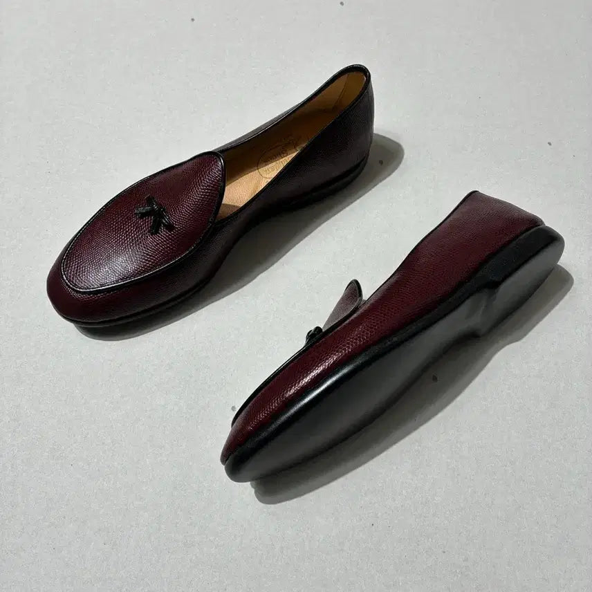 [BUNJANG] MR.CASUAL Lizard Loafer / 벨지안 슈즈 로퍼 MR.CASUAL 리자드 버건디 7.5사이즈