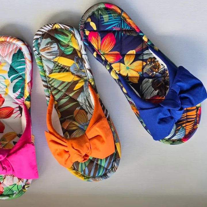 [BUNJANG] Ribbon Flower Quilted Slippers / 리본 플라워 퀼팅 슬리퍼 4color