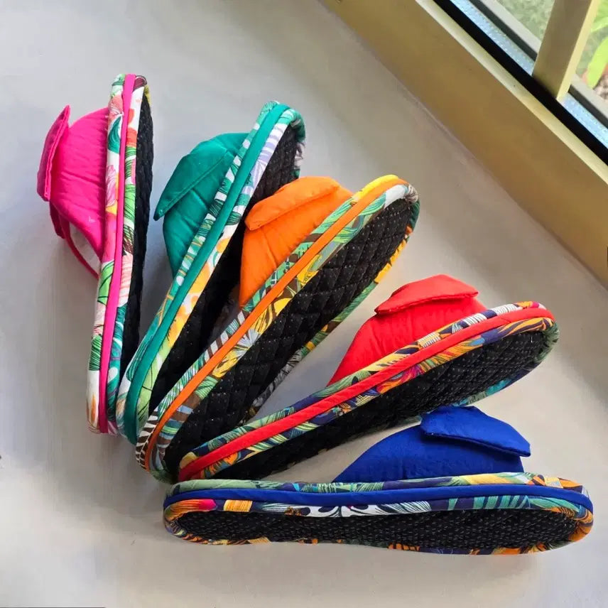 [BUNJANG] Ribbon Flower Quilted Slippers / 리본 플라워 퀼팅 슬리퍼 4color