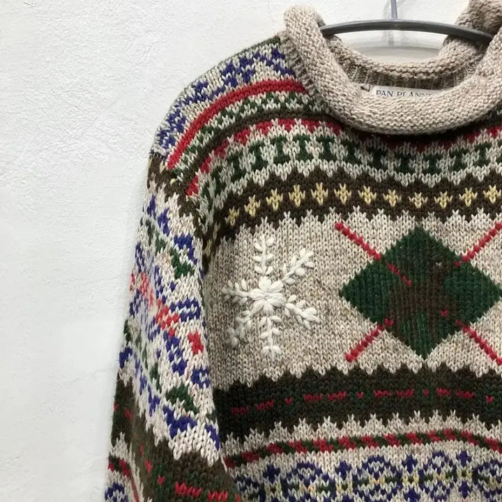 [BUNJANG] Vintage Wool Pattern Knit / 빈티지 울 패턴 니트 카키