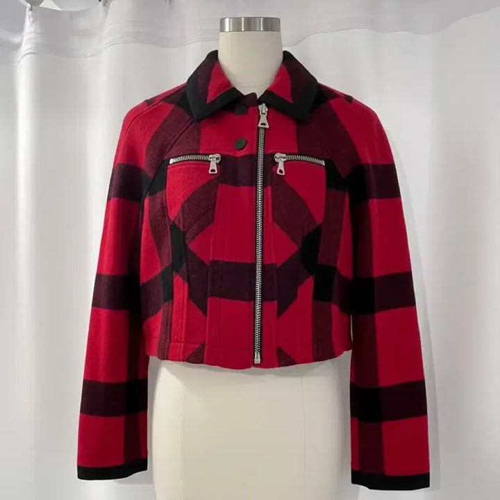 [BUNJANG] ESPRIT Red Check Crop Jacket / ESPRIT 레드 체크 크롭 자켓