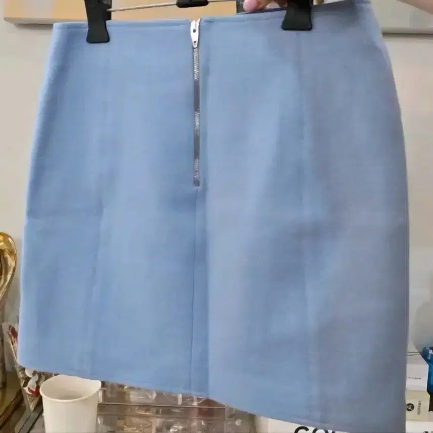 [BUNJANG] DeWL Sky Blue Wool Mini Skirt / 듀엘 169>49 최상급 스카이블루 하늘색 모직미니스커트 44반55