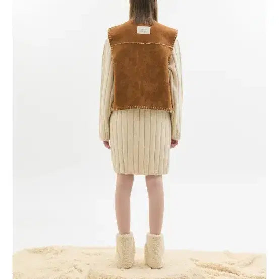 [BUNJANG] Latizen Suede Vintage Sherpa Mustang Vest / 라티젠 스웨이드 빈티지 셰르파 무스탕 조끼 프리 남성 m