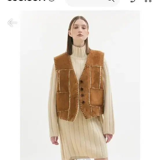 [BUNJANG] Latizen Suede Vintage Sherpa Mustang Vest / 라티젠 스웨이드 빈티지 셰르파 무스탕 조끼 프리 남성 m