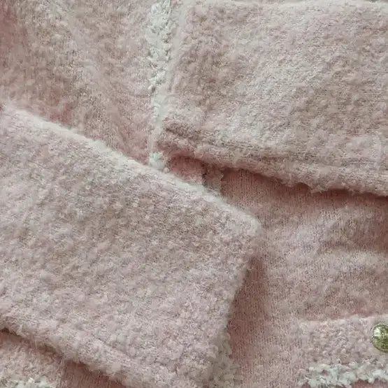[BUNJANG] Roem Pink Tweed Knit Cardigan / 로엠 핑크 트위드 니트가디건 미착용