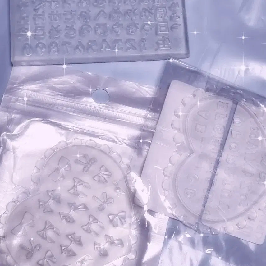 [BUNJANG] Resin Nail Parts Mold Bundle Set / (일괄) 히라가나 영어 리본 파츠 레진 젤네일 몰드