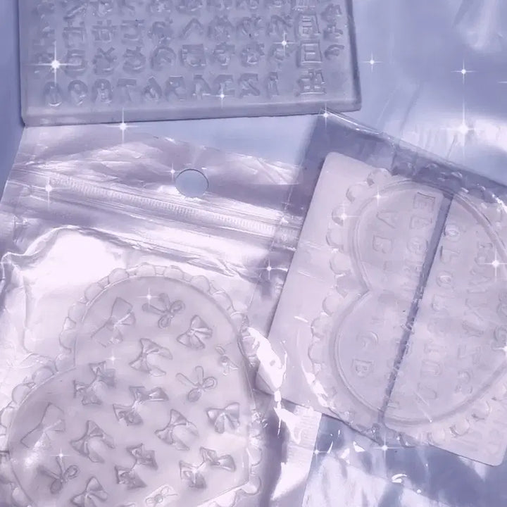 [BUNJANG] Resin Nail Parts Mold Bundle Set / (일괄) 히라가나 영어 리본 파츠 레진 젤네일 몰드