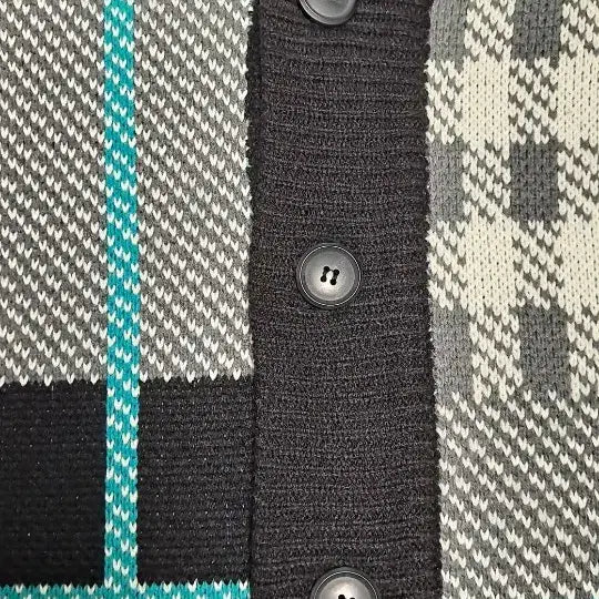 [BUNJANG] Wave Check Pattern Oversized Cardigan / 남성WAVE 체크 패턴 오버핏가디건 XL사이즈(105)