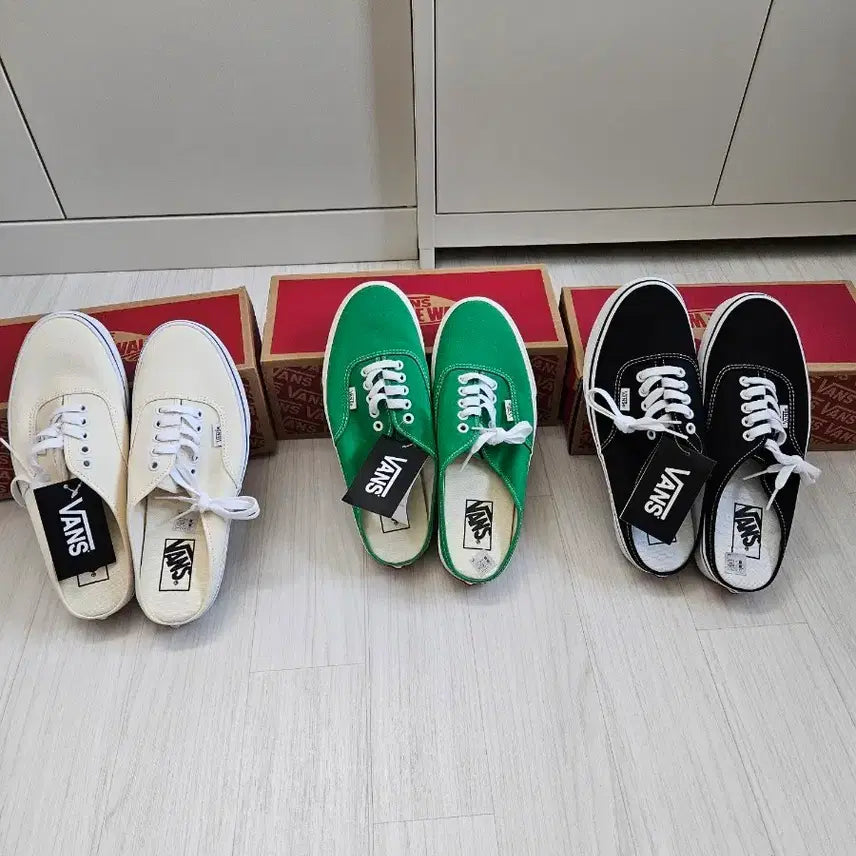 [BUNJANG] Vans Authentic Mule Set White Green Black 260 Shoes / 반스 어센틱 뮬 3세트 화이트 그린 블랙 260 새상품 무료배송