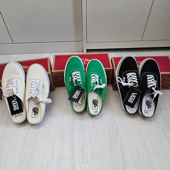 [BUNJANG] Vans Authentic Mule Set White Green Black 260 Shoes / 반스 어센틱 뮬 3세트 화이트 그린 블랙 260 새상품 무료배송
