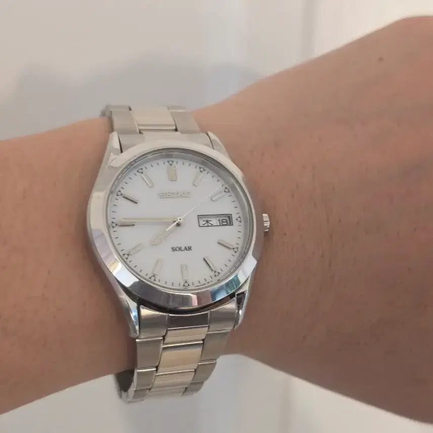 [BUNJANG] Seiko Solar White Face Quartz Watch / 세이코 솔라 화이트페이스 쿼츠 시계