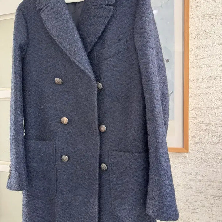 [SOLD OUT] [Lansmere] 란스미어 헤링본 더블 코트 네이비 048