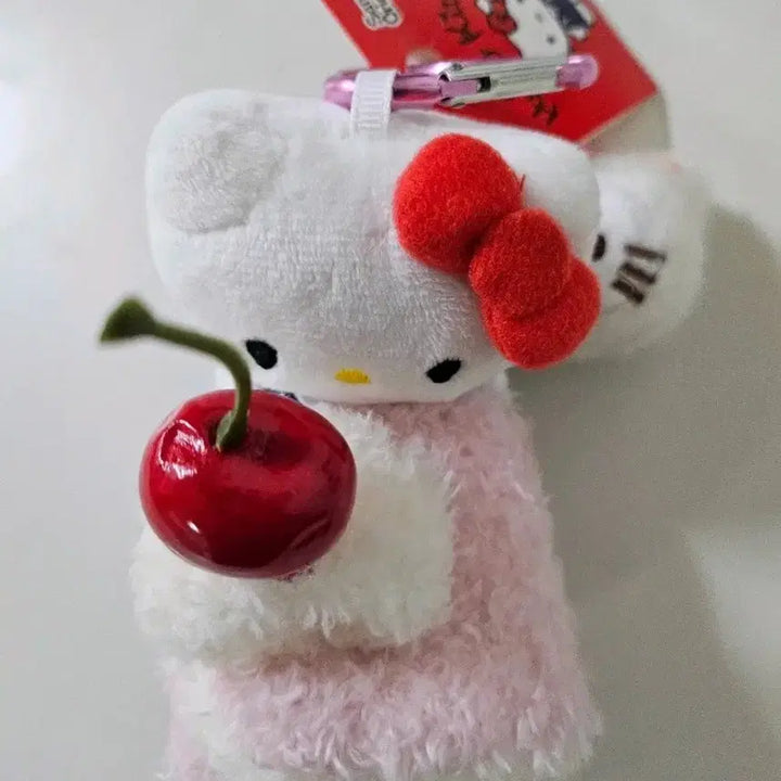 [BUNJANG] Sanrio Hello Kitty Cherry Roll Cake Keychain / 산리오 키티 체리 롤케이크 인형키링