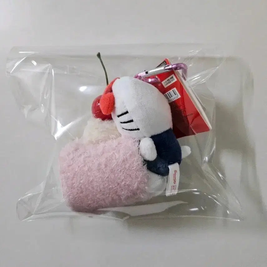 [BUNJANG] Sanrio Hello Kitty Cherry Roll Cake Keychain / 산리오 키티 체리 롤케이크 인형키링