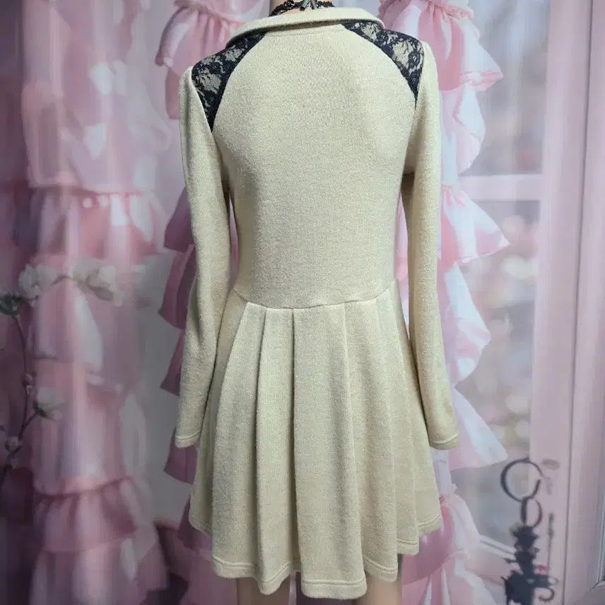[BUNJANG] MAJESTIC LEGON Lace Ribbon Knit Dress / MAJESTIC LEGON 레이스 리본 니트 원피스