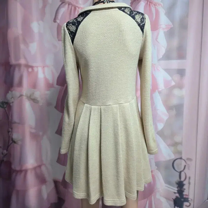 [BUNJANG] MAJESTIC LEGON Lace Ribbon Knit Dress / MAJESTIC LEGON 레이스 리본 니트 원피스