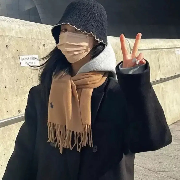 [BUNJANG] Polo Ralph Lauren Scarf Beige/Black/Gray / (새제품) 폴로 랄프로렌 머플러 베이지 /검정 /회색