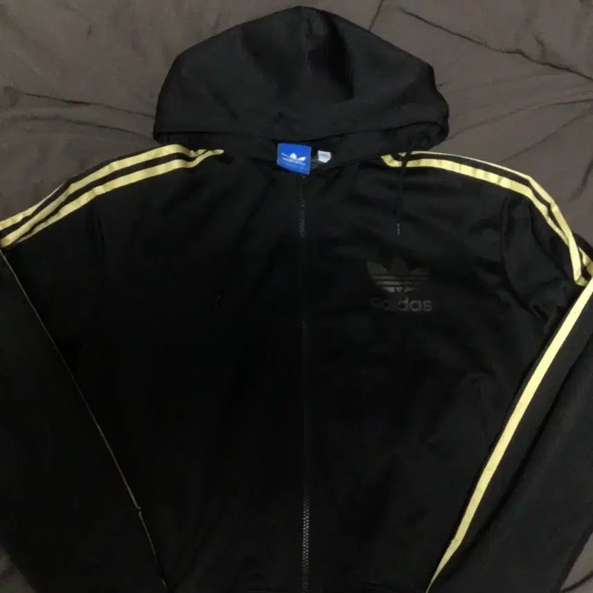 [BUNJANG] Adidas Three Stripes Hooded Zip-up Black / 아디다스 삼선 후드 집업 블랙