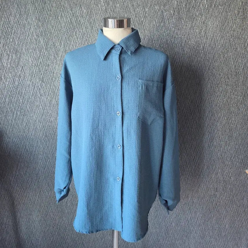 [BUNJANG] Turquoise Long Sleeve Shirt / 청록색 셔츠 롱 남방 긴팔
