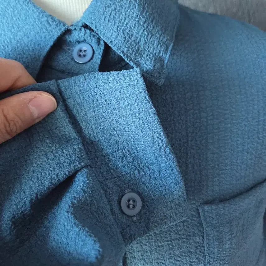 [BUNJANG] Turquoise Long Sleeve Shirt / 청록색 셔츠 롱 남방 긴팔