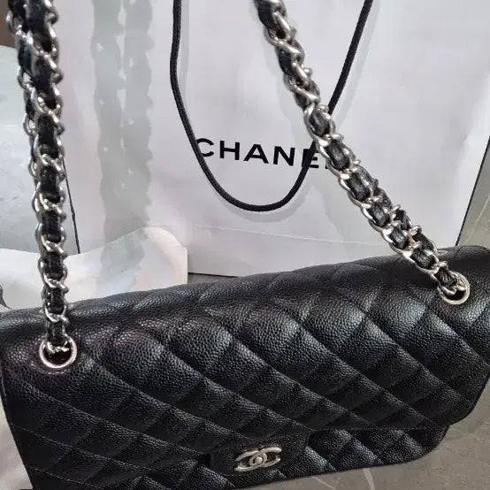 [BUNJANG] Chanel Classic Caviar Large Shoulder Bag / 샤넬 클래식 캐비어 라지