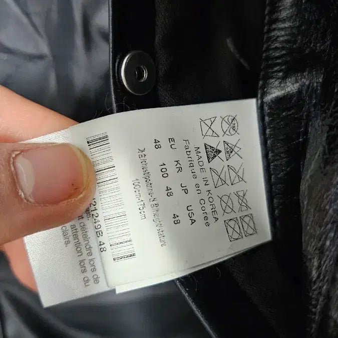 [BUNJANG] Solid Homme Black Leather Padded Jacket / 솔리드옴므 블랙 레더 패딩 점퍼 리얼레더