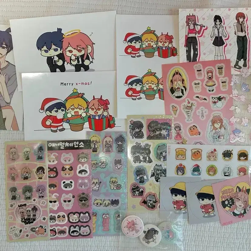 [BUNJANG] Chainsaw Man Bundle Set / 체인소맨 스티커 엽서 프박 캔뱃지 아크릴스탠드 일괄