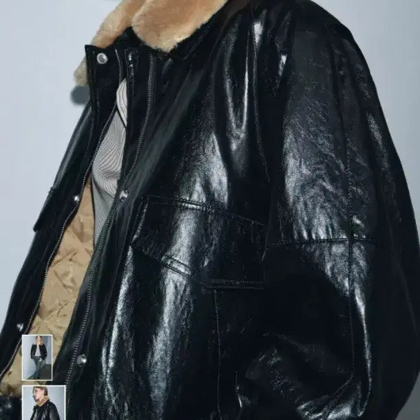 [BUNJANG] ZARA Leather Fur Collar Jacket / 자라 레더 퍼 카라 자켓