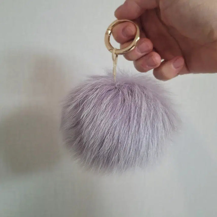 [BUNJANG] Real Fox Fur Pom-Pom Keyring / 새제품 / 연보라색 리얼 폭스퍼 키링 / 폼폼 키링 / 폭스털볼 가방 장