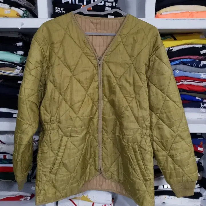 [BUNJANG] Vintage Quilted Jacket Khaki / 빈티지 깔깔리 다이아 퀼팅 자켓 카키
